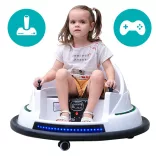 Electric Kids Bumper Car 6V, Battery + Remote Control, White