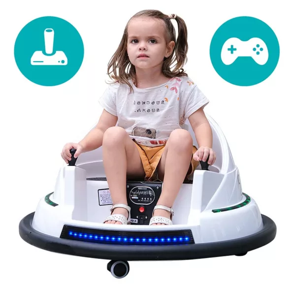 Electric Kids Bumper Car 6V, Battery + Remote Control, White