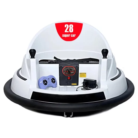 Electric Kids Bumper Car 6V, Battery + Remote Control, White