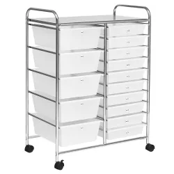   Rolling Storage Cart with 15 Drawers, Multiple Colors - White