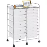 Rolling Storage Cart with 15 Drawers, Multiple Colors - White