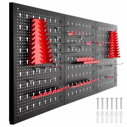 Metal Wall Tool Holder Panel with Hooks and Storage