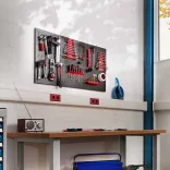 Metal Wall Tool Holder Panel with Hooks and Storage
