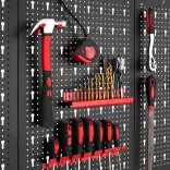 Metal Wall Tool Holder Panel with Hooks and Storage