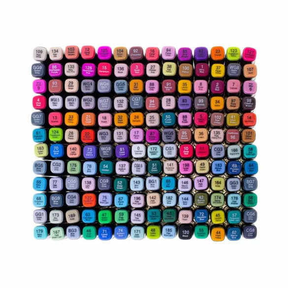 168-piece dual-tip marker set in a gift handbag