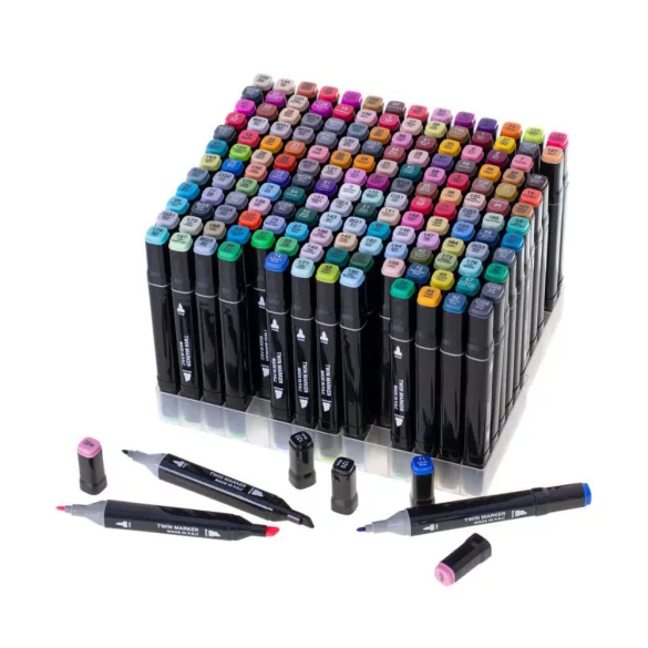 168-piece dual-tip marker set in a gift handbag