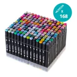 168-piece dual-tip marker set in a gift handbag
