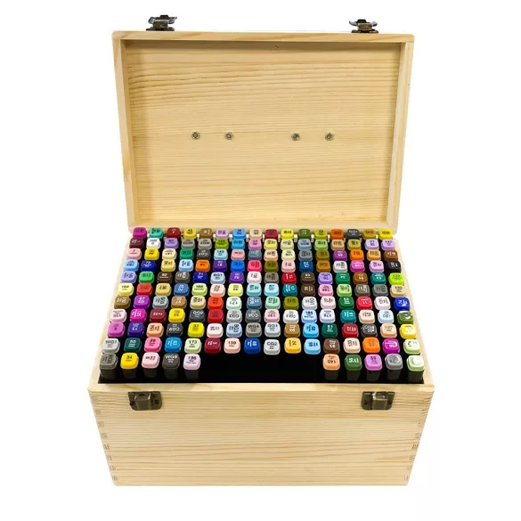 170-piece dual-tip marker set in a paintable wooden box