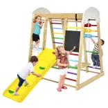 Wooden Climbing Frame with Slide and Chalkboard