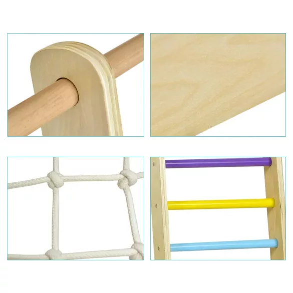 Wooden Climbing Frame with Slide and Chalkboard
