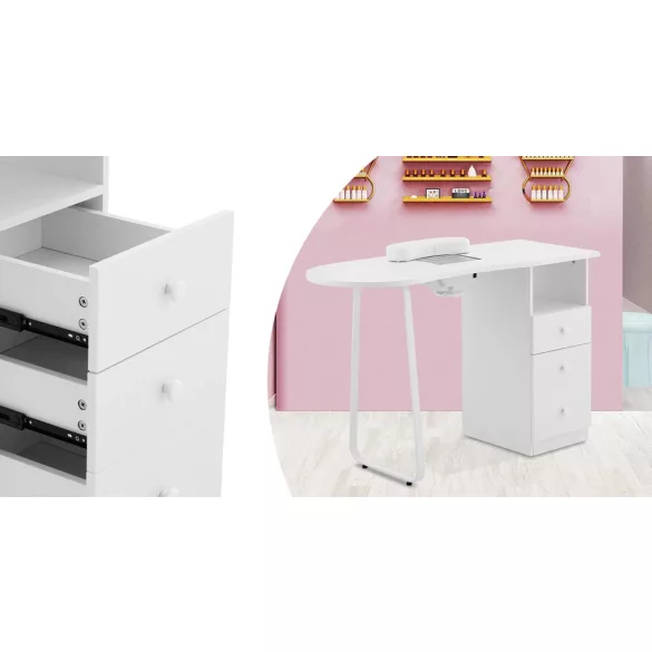 Manicure table with built-in extractor and 3 drawers