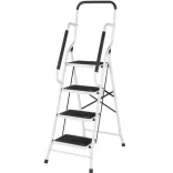 4-step metal ladder with removable handrail