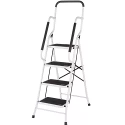 4-step metal ladder with removable handrail