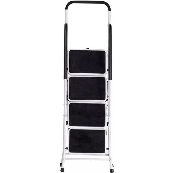 4-step metal ladder with removable handrail