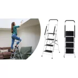 4-step metal ladder with removable handrail