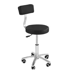 Cosmetic Chair with Backrest, Multiple Colors - Black