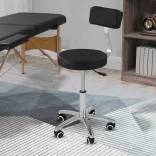 Cosmetic Chair with Backrest, Multiple Colors - Black