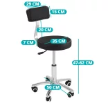 Cosmetic Chair with Backrest, Multiple Colors - Black