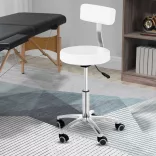 Cosmetic Chair with Backrest, Multiple Colors - White