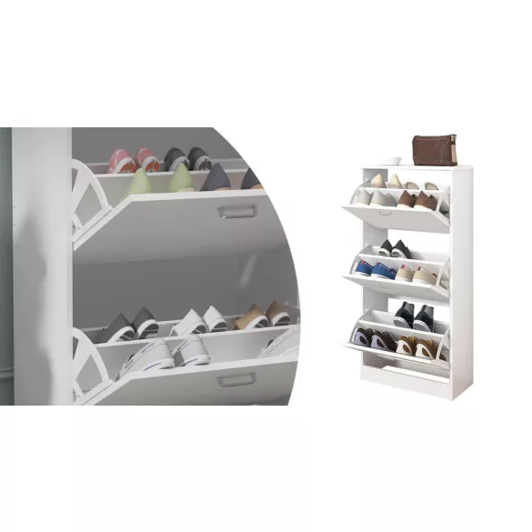 3-Piece Shoe Cabinet in White