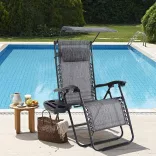 Zero Gravity Chair with Canopy and Cup Holder, Set of 2, Multiple Colors - Gray