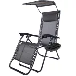 Zero Gravity Chair with Canopy and Cup Holder, Set of 2, Multiple Colors - Black