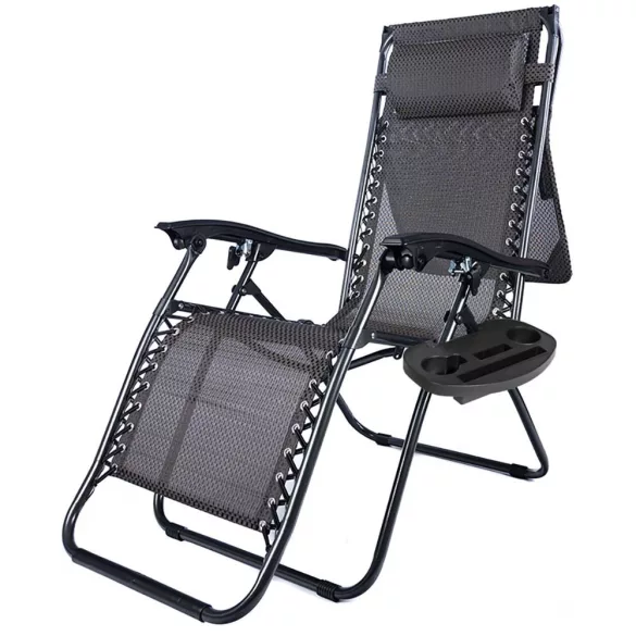 Zero Gravity Chair with Canopy and Cup Holder, Set of 2, Multiple Colors - Black