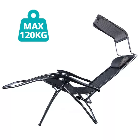 Zero Gravity Chair with Canopy and Cup Holder, Set of 2, Multiple Colors - Black