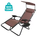 Zero Gravity Chair with Canopy and Cup Holder 2 pcs, Multiple Colors - Brown