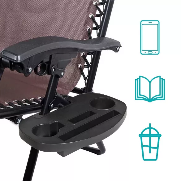 Zero Gravity Chair with Canopy and Cup Holder 2 pcs, Multiple Colors - Brown