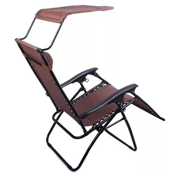 Zero Gravity Chair with Canopy and Cup Holder 2 pcs, Multiple Colors - Brown
