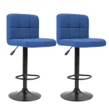 Fabric Upholstered Bar Stool Set of 2, Multiple Colors - Blue