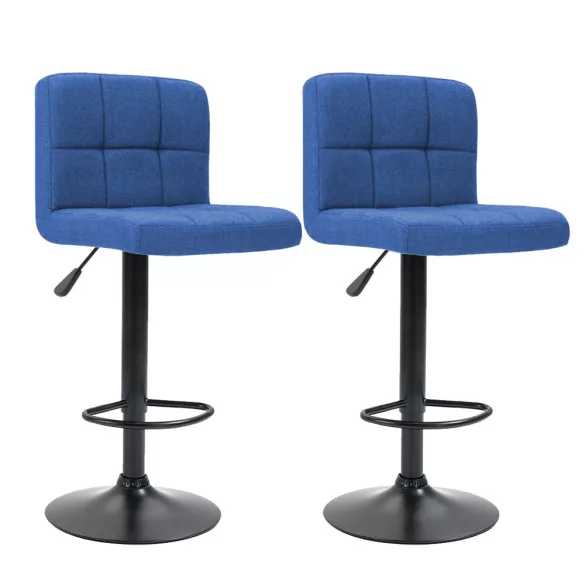 Fabric Upholstered Bar Stool Set of 2, Multiple Colors - Blue