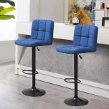 Fabric Upholstered Bar Stool Set of 2, Multiple Colors - Blue