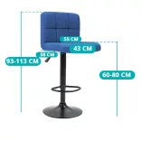 Fabric Upholstered Bar Stool Set of 2, Multiple Colors - Blue