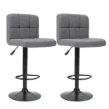 Fabric Upholstered Bar Stool Set of 2, Multiple Colors - Light Grey