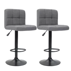  Fabric Upholstered Bar Stool Set of 2, Multiple Colors - Light Grey