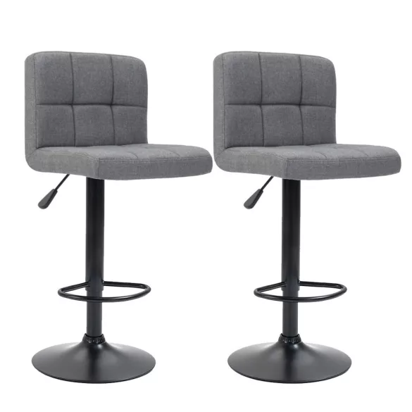 Fabric Upholstered Bar Stool Set of 2, Multiple Colors - Light Grey