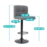Fabric Upholstered Bar Stool Set of 2, Multiple Colors - Light Grey