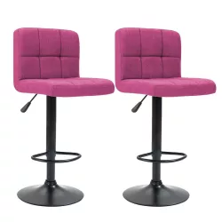   Fabric Upholstered Bar Stool Set of 2, Multiple Colors - Pink