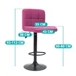 Fabric Upholstered Bar Stool Set of 2, Multiple Colors - Pink