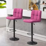 Fabric Upholstered Bar Stool Set of 2, Multiple Colors - Pink