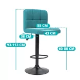 Fabric Upholstered Bar Stool Set of 2, Multiple Colors - Mint