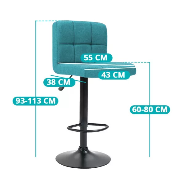 Fabric Upholstered Bar Stool Set of 2, Multiple Colors - Mint
