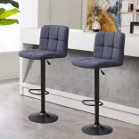 Fabric Upholstered Bar Stool Set of 2, Dark Gray