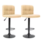 Fabric Upholstered Bar Stool Set of 2, Beige