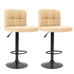 Fabric Upholstered Bar Stool Set of 2, Beige