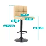 Fabric Upholstered Bar Stool Set of 2, Beige