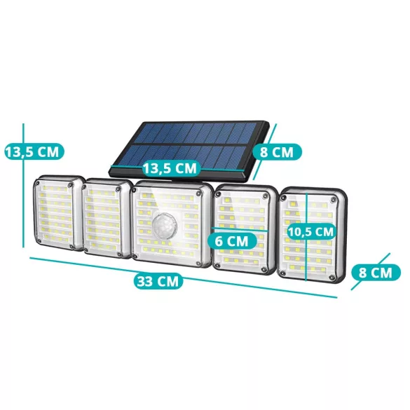 5-panel Rotatable 300LED Solar Lamp