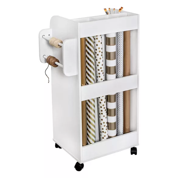 Rolling Storage Cabinet with Shelves and Drawers